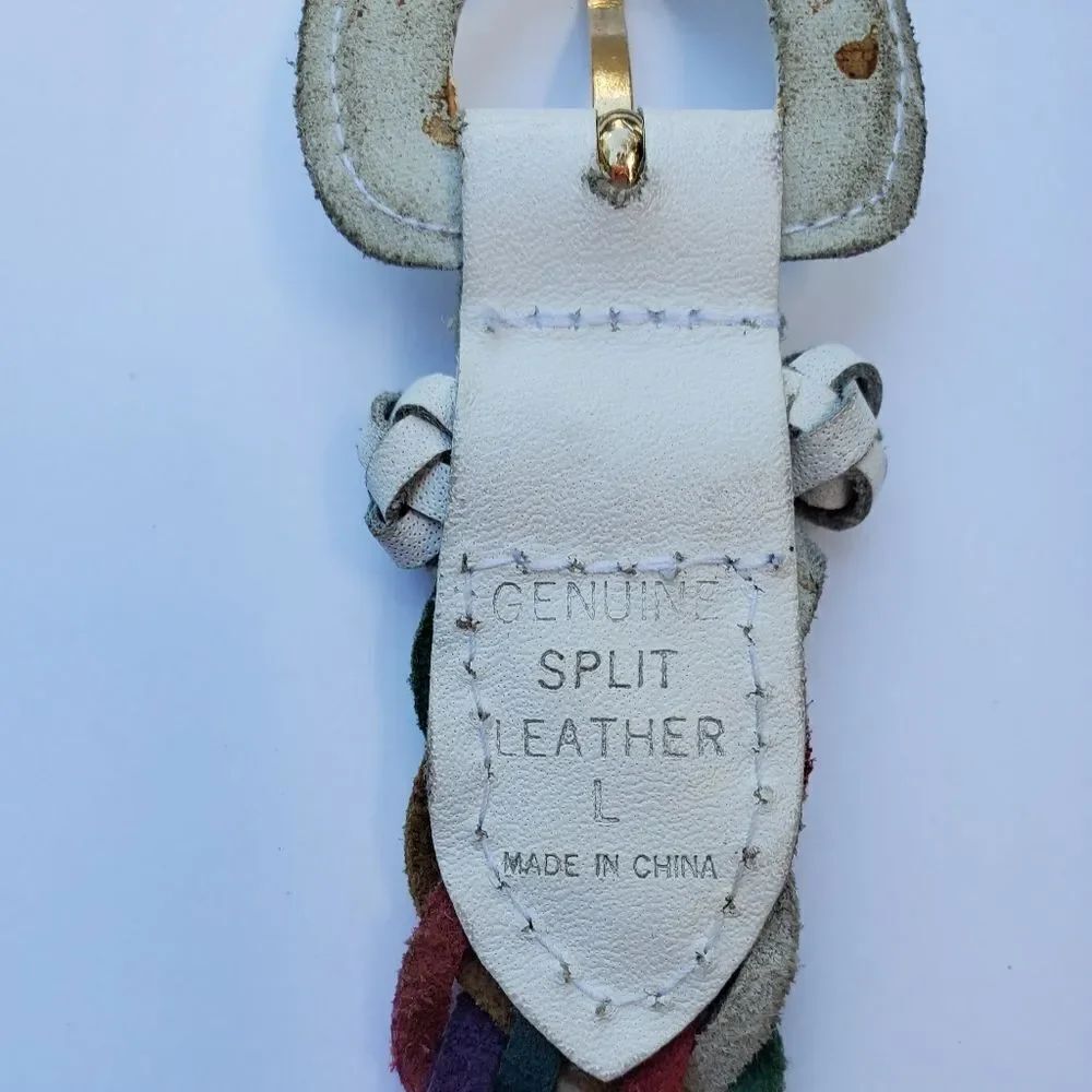 Multi Colored Split Leather Belt - Picture 4 of 4